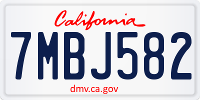 CA license plate 7MBJ582