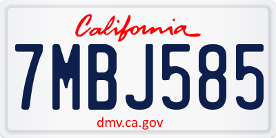 CA license plate 7MBJ585