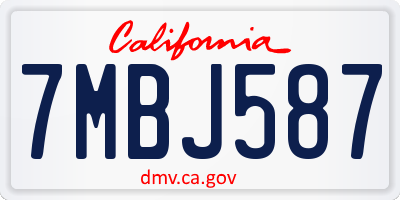 CA license plate 7MBJ587