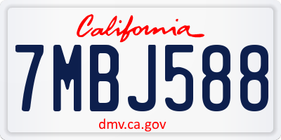 CA license plate 7MBJ588