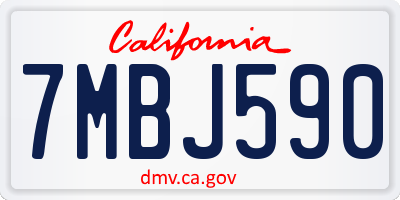 CA license plate 7MBJ590