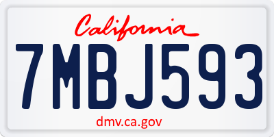CA license plate 7MBJ593