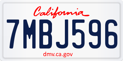CA license plate 7MBJ596
