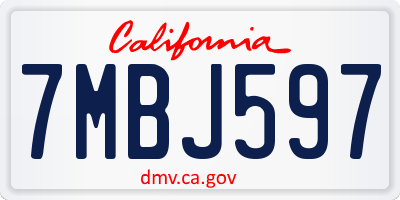 CA license plate 7MBJ597