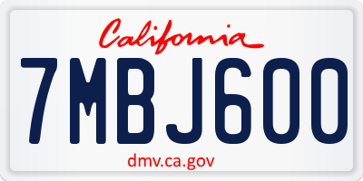 CA license plate 7MBJ600