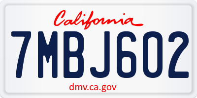 CA license plate 7MBJ602