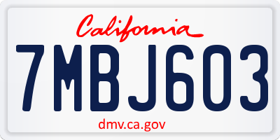 CA license plate 7MBJ603