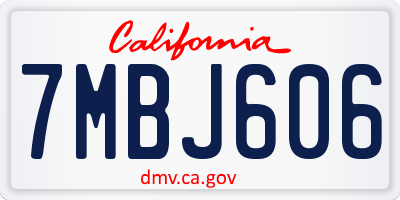 CA license plate 7MBJ606