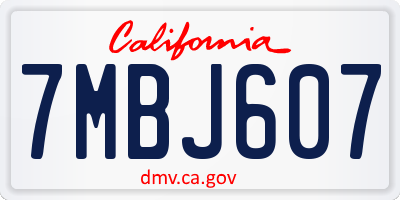 CA license plate 7MBJ607