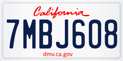 CA license plate 7MBJ608