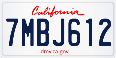 CA license plate 7MBJ612