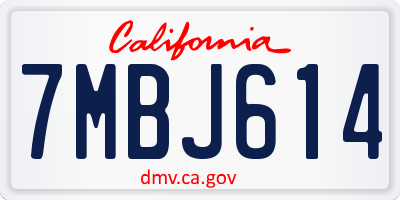 CA license plate 7MBJ614