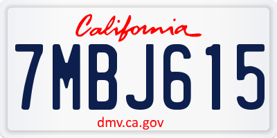 CA license plate 7MBJ615