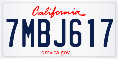 CA license plate 7MBJ617