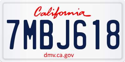 CA license plate 7MBJ618