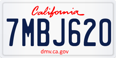 CA license plate 7MBJ620