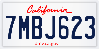 CA license plate 7MBJ623