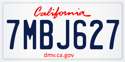 CA license plate 7MBJ627
