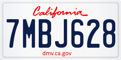 CA license plate 7MBJ628