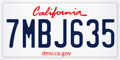 CA license plate 7MBJ635