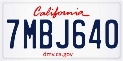 CA license plate 7MBJ640