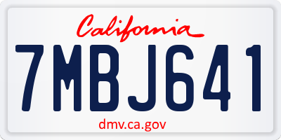 CA license plate 7MBJ641