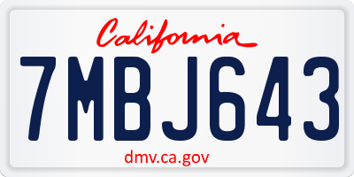 CA license plate 7MBJ643