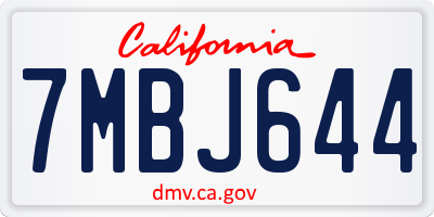 CA license plate 7MBJ644