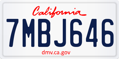 CA license plate 7MBJ646