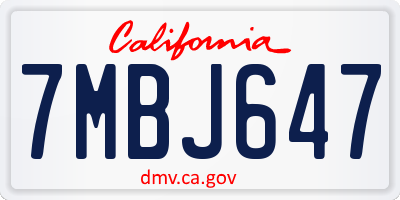 CA license plate 7MBJ647