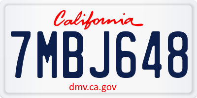 CA license plate 7MBJ648