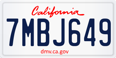 CA license plate 7MBJ649