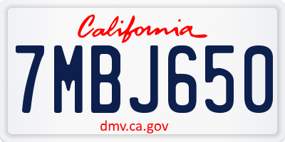 CA license plate 7MBJ650
