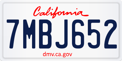 CA license plate 7MBJ652