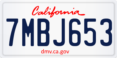 CA license plate 7MBJ653