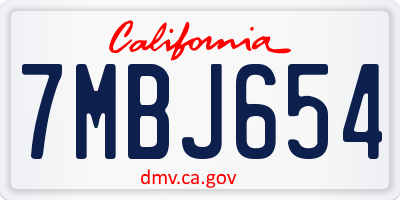 CA license plate 7MBJ654