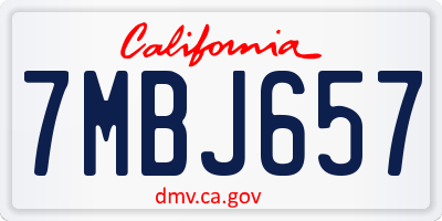CA license plate 7MBJ657