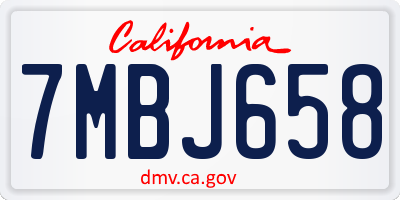 CA license plate 7MBJ658