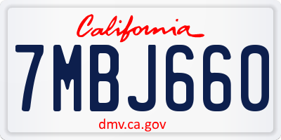 CA license plate 7MBJ660