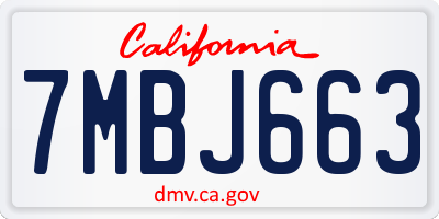 CA license plate 7MBJ663