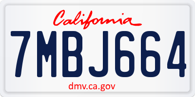 CA license plate 7MBJ664