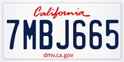 CA license plate 7MBJ665