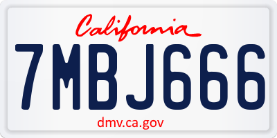CA license plate 7MBJ666