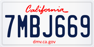 CA license plate 7MBJ669