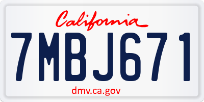CA license plate 7MBJ671