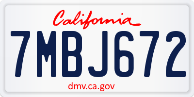 CA license plate 7MBJ672