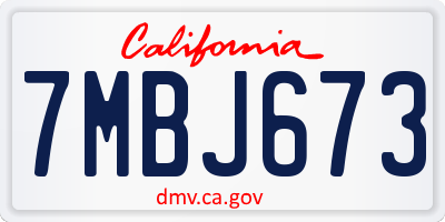 CA license plate 7MBJ673