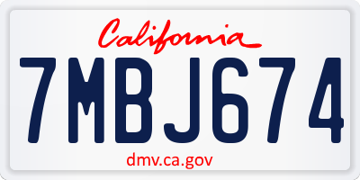 CA license plate 7MBJ674