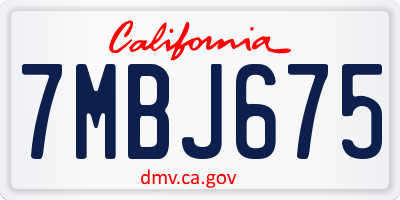 CA license plate 7MBJ675