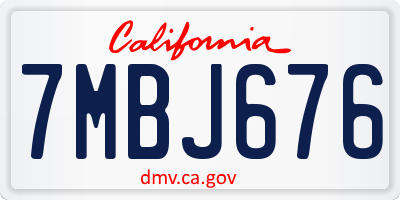 CA license plate 7MBJ676
